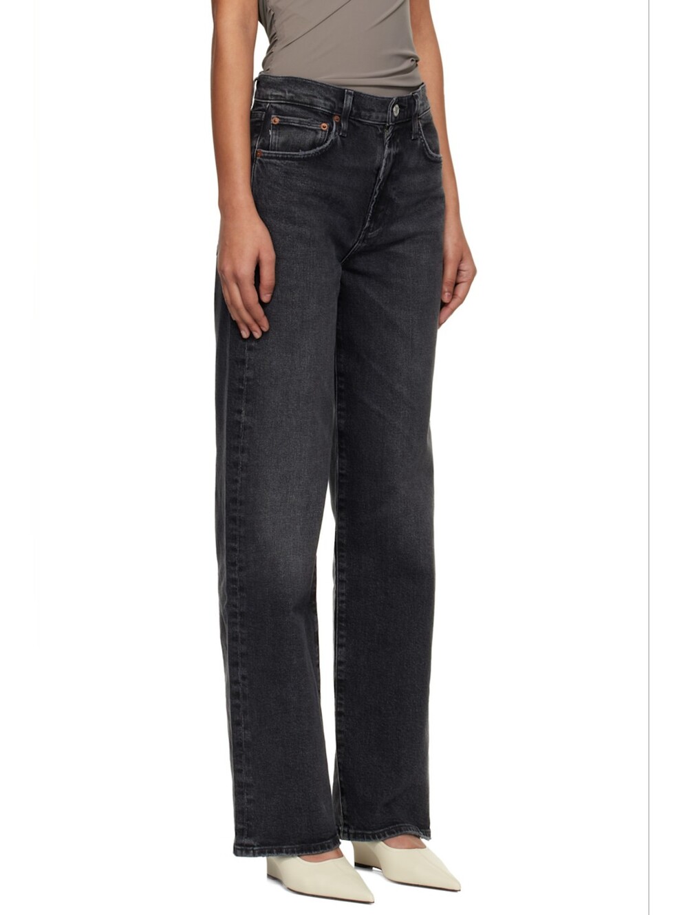 AGOLDE Harper Jean Mid Rise Relaxed Straight Jeans In Hush(washes Black)  33 - Picture 10 of 16